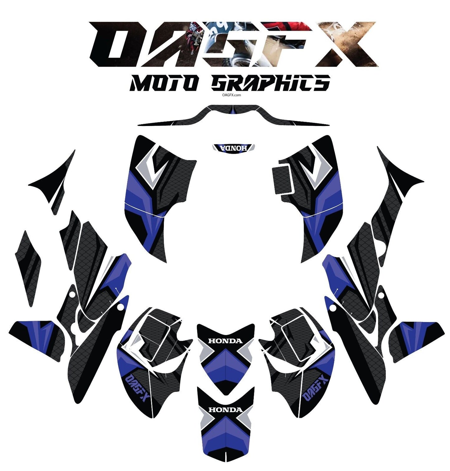 2004-2018 Honda TRX 450 R ER Graphics Kit - Pro Ed D36-3 Blue