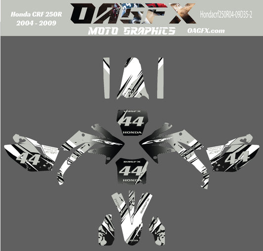 2004 - 2009 Honda CRF 250R OAGFX Graphics Kit - Pro Ed D35-2 Grey