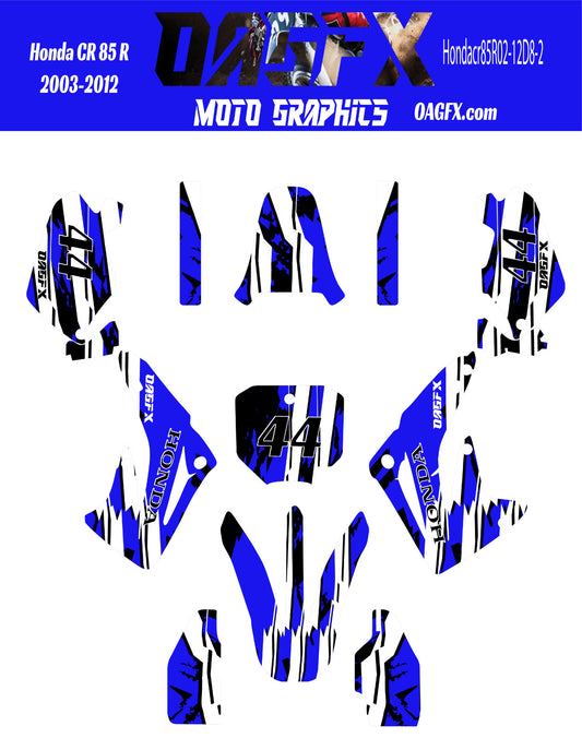 2003 - 2012 Honda CR 85  OAGFX Graphics Kit - D8-2 Blue