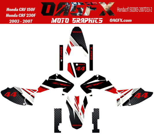 2003 - 2007 Honda CRF 150F 230F OAGFX Graphics Kit - Pro Ed D33-2 Red