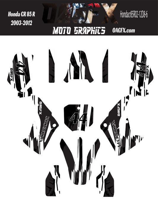 2003 - 2012 Honda CR 85  OAGFX Graphics Kit - D8-6 Black