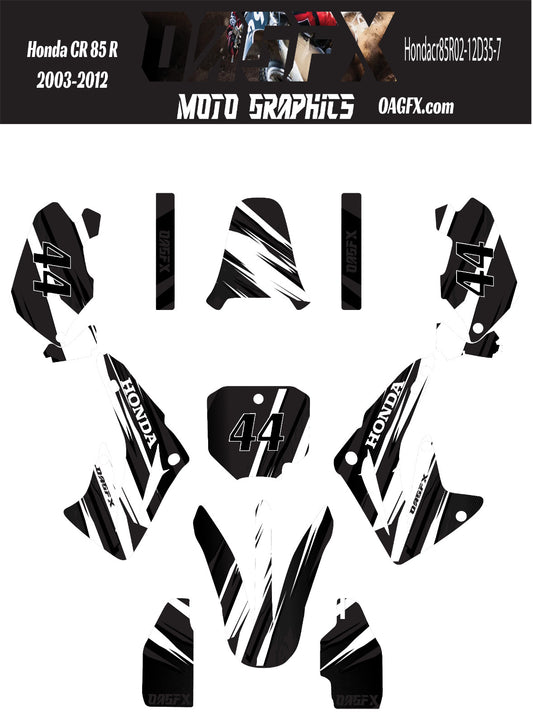 2003 - 2012 Honda CR 85  OAGFX Graphics Kit - D35-7 Black