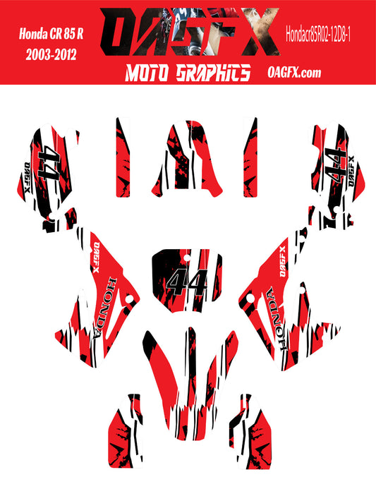 2003 - 2012 Honda CR 85  OAGFX Graphics Kit - D8-1 Red