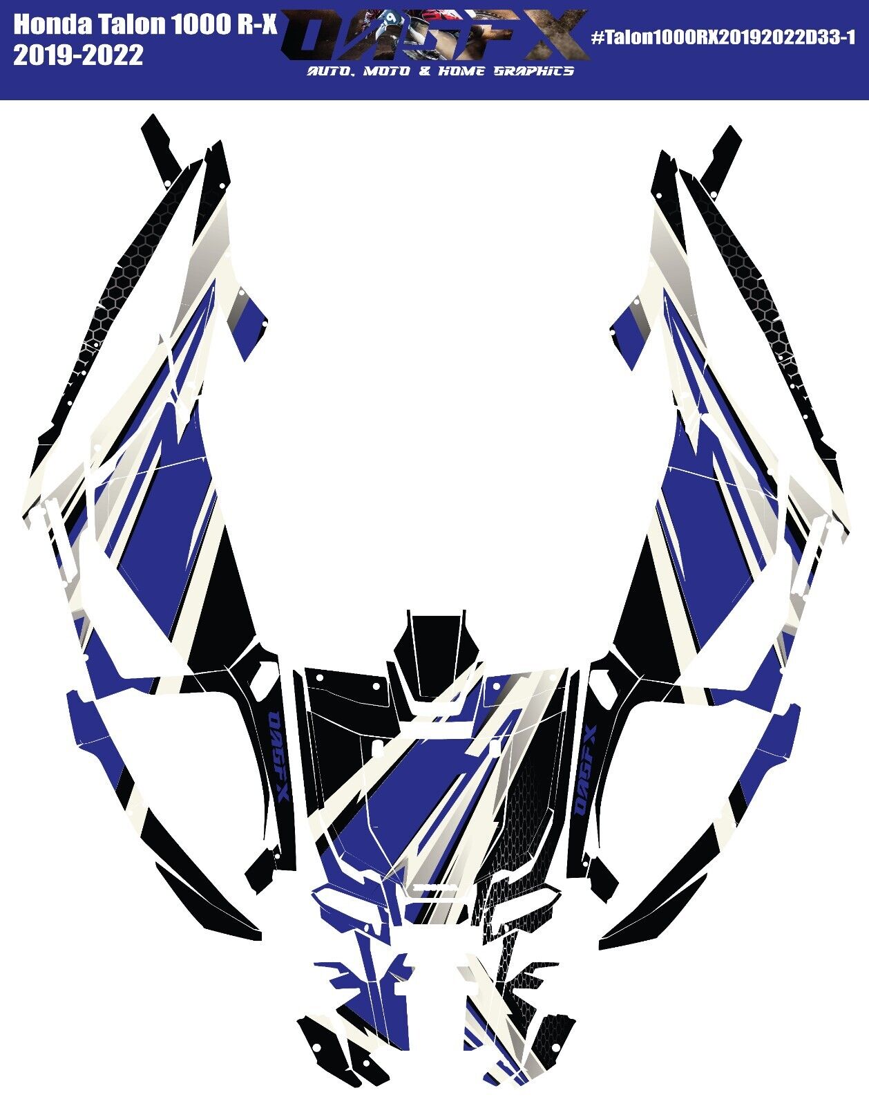 2019-2022 Honda Talon 1000R 1000X 2 Door Graphics Kit - Pro Ed D33-4 Blue