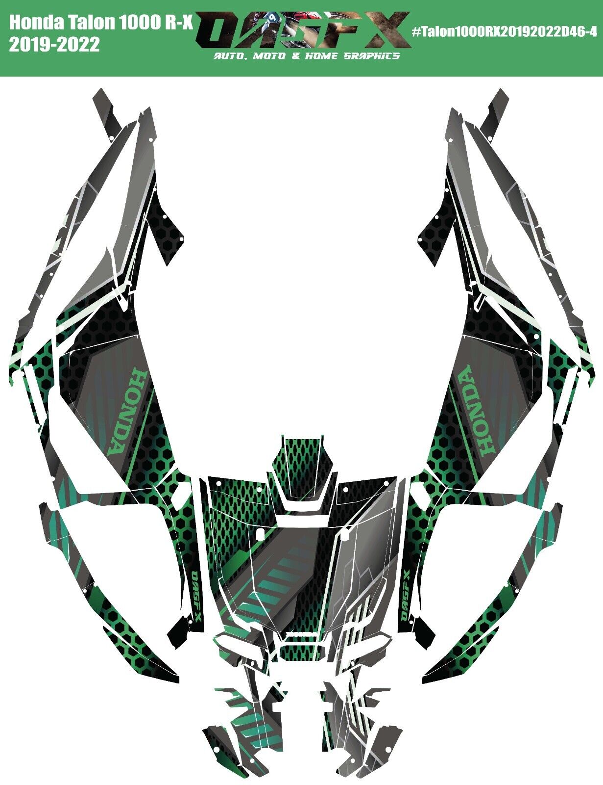 2019-2022 Honda Talon 1000R 1000X 2 Door Graphics Kit - Pro Ed D46-4 Green