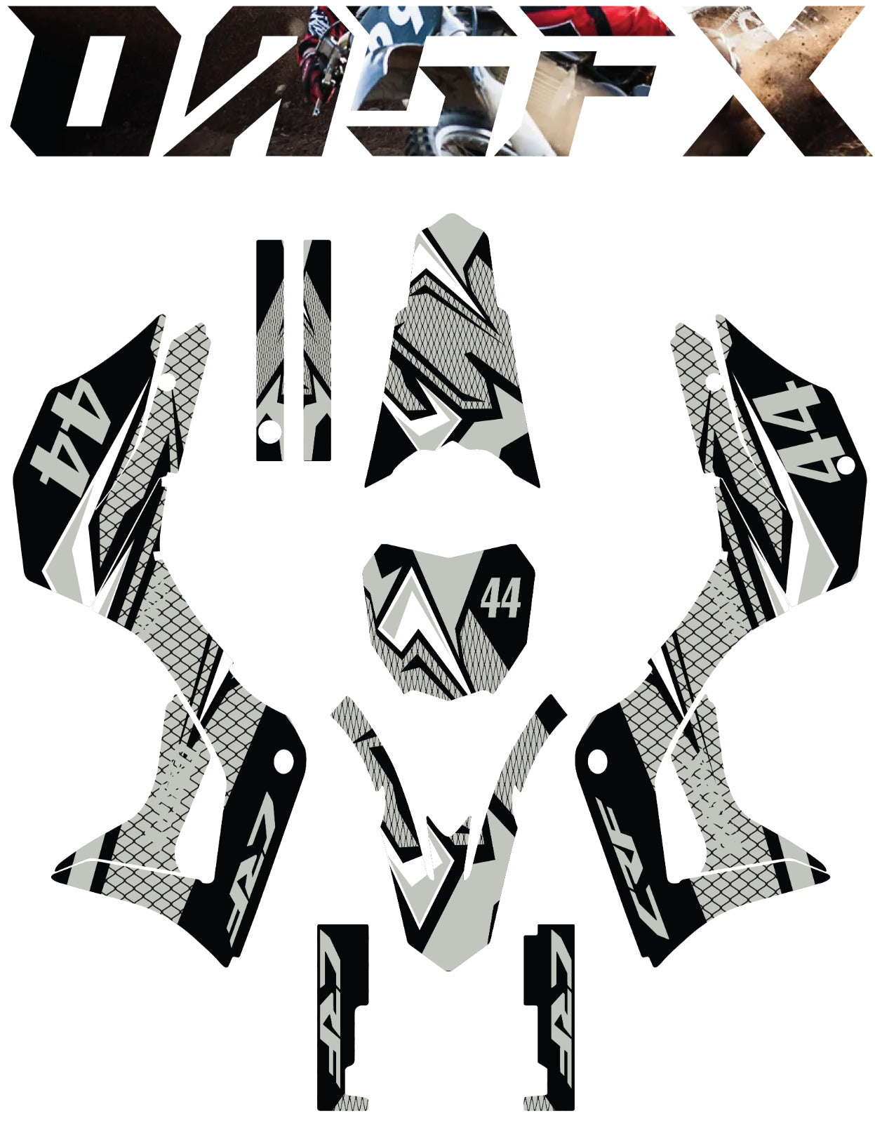 2019-2022 Honda CRF 125 Graphics Kit - Pro Ed D36-7 Grey