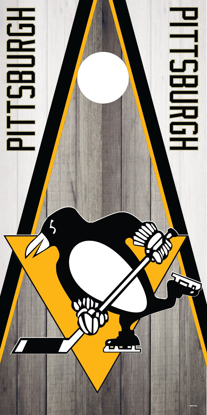 Corn Hole Board Wrap - Pittsburgh Penguins Cornhole Skin D2