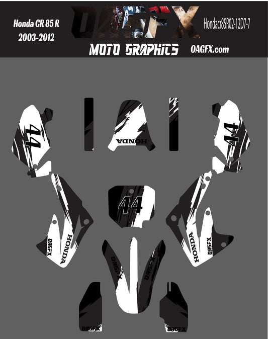 2003 - 2012 Honda CR 85  OAGFX Graphics Kit - D7-7 Black