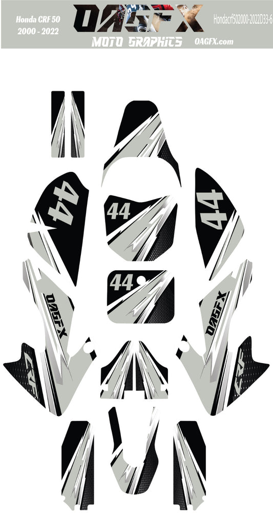 2000-2022 Honda CRF 50 OAGFX Graphics Kit - D33-6 Grey