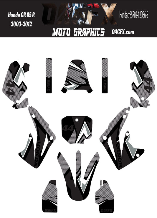 2003 - 2012 Honda CR 85  OAGFX Graphics Kit - D36-5 Black