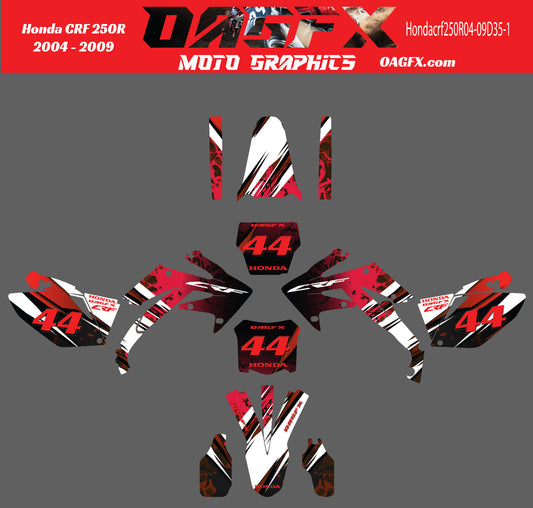 2004 - 2009 Honda CRF 250R OAGFX Graphics Kit - Pro Ed D35-1 Red