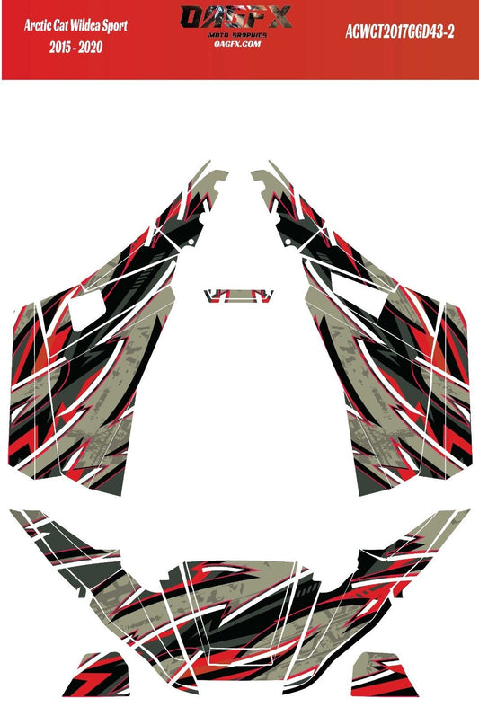2015 - 2020 Arctic Cat Wildcat 700 Sport Graphic Kit D43-2 Red