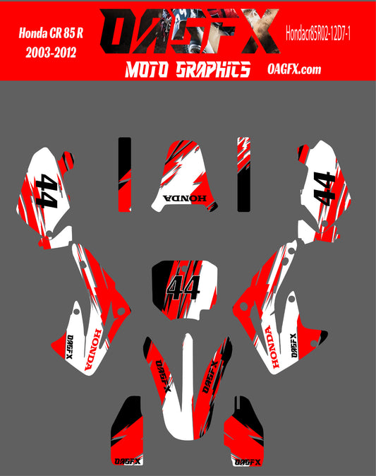 2003 - 2012 Honda CR 85  OAGFX Graphics Kit - D7-1 Red