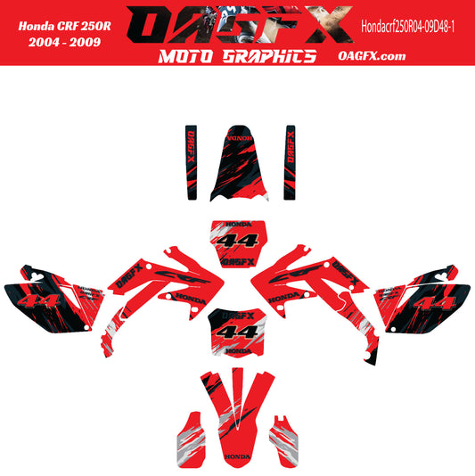 2004 - 2009 Honda CRF 250R OAGFX Graphics Kit - Pro Ed D48-1 Red