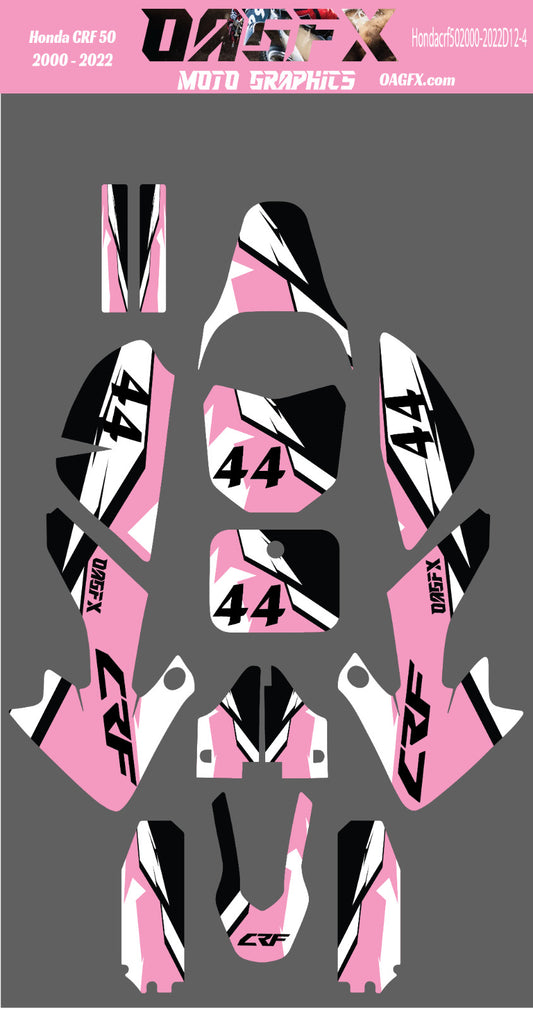 2000-2022 Honda CRF 50 OAGFX Graphics Kit - D12-4 Pink