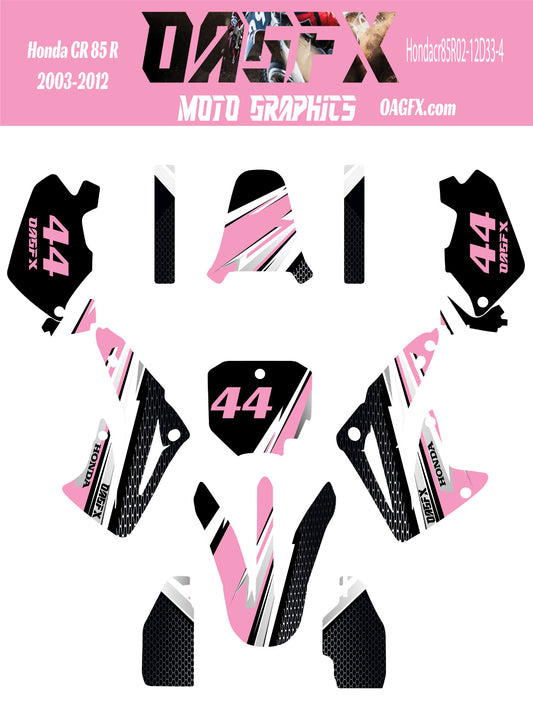 2003 - 2012 Honda CR 85  OAGFX Graphics Kit - D33-4 Pink