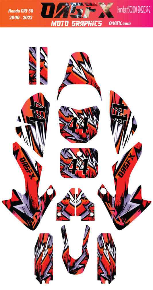 2000-2022 Honda CRF 50 OAGFX Graphics Kit - D37-2 Red