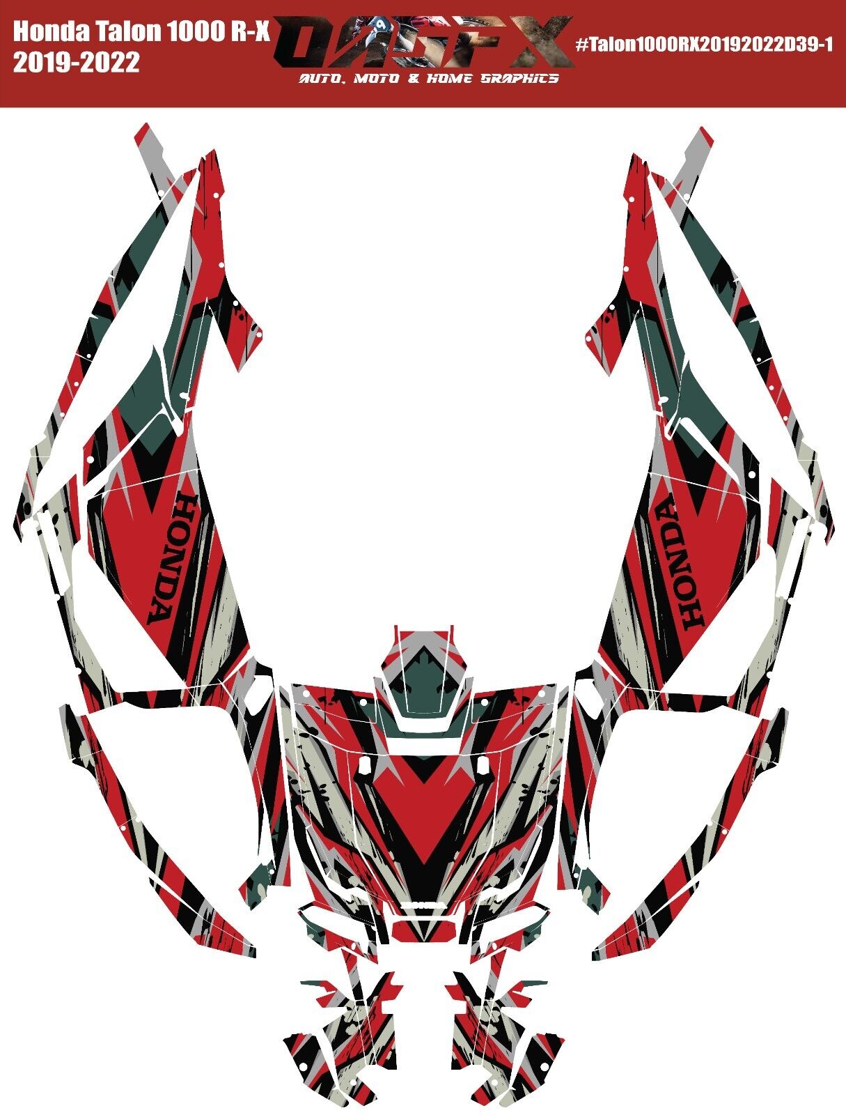 2019-2022 Honda Talon 1000R 1000X 2 Door Graphics Kit - Pro Ed D39-2 Red