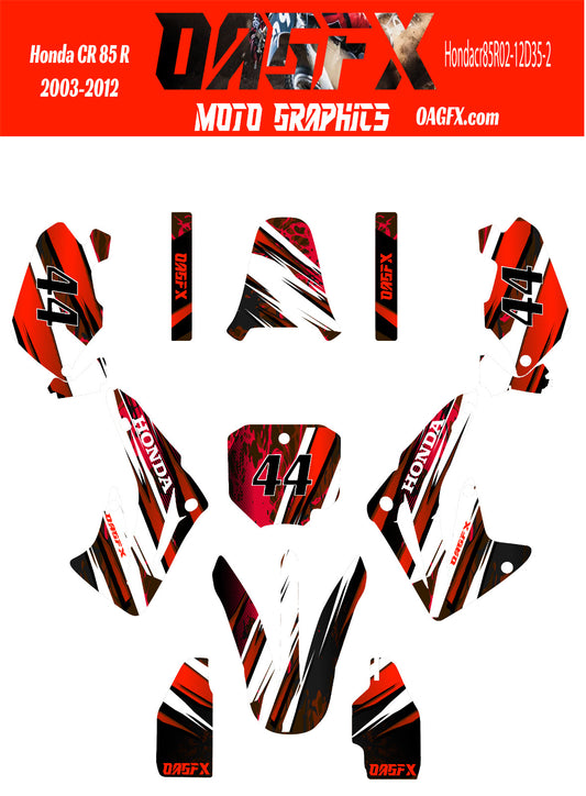 2003 - 2012 Honda CR 85  OAGFX Graphics Kit - D35-2 Red