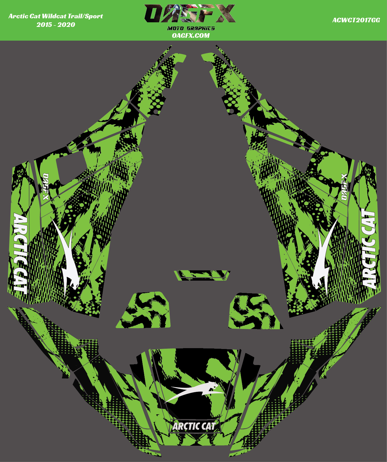 Graphics Kit for 2015 - 2020 Arctic Cat Wildcat Trail/Sport Green