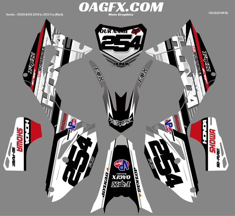 Honda - CR250 &450 2018 to 2022 Fox (Black) CR2502018FXb@0.2x
