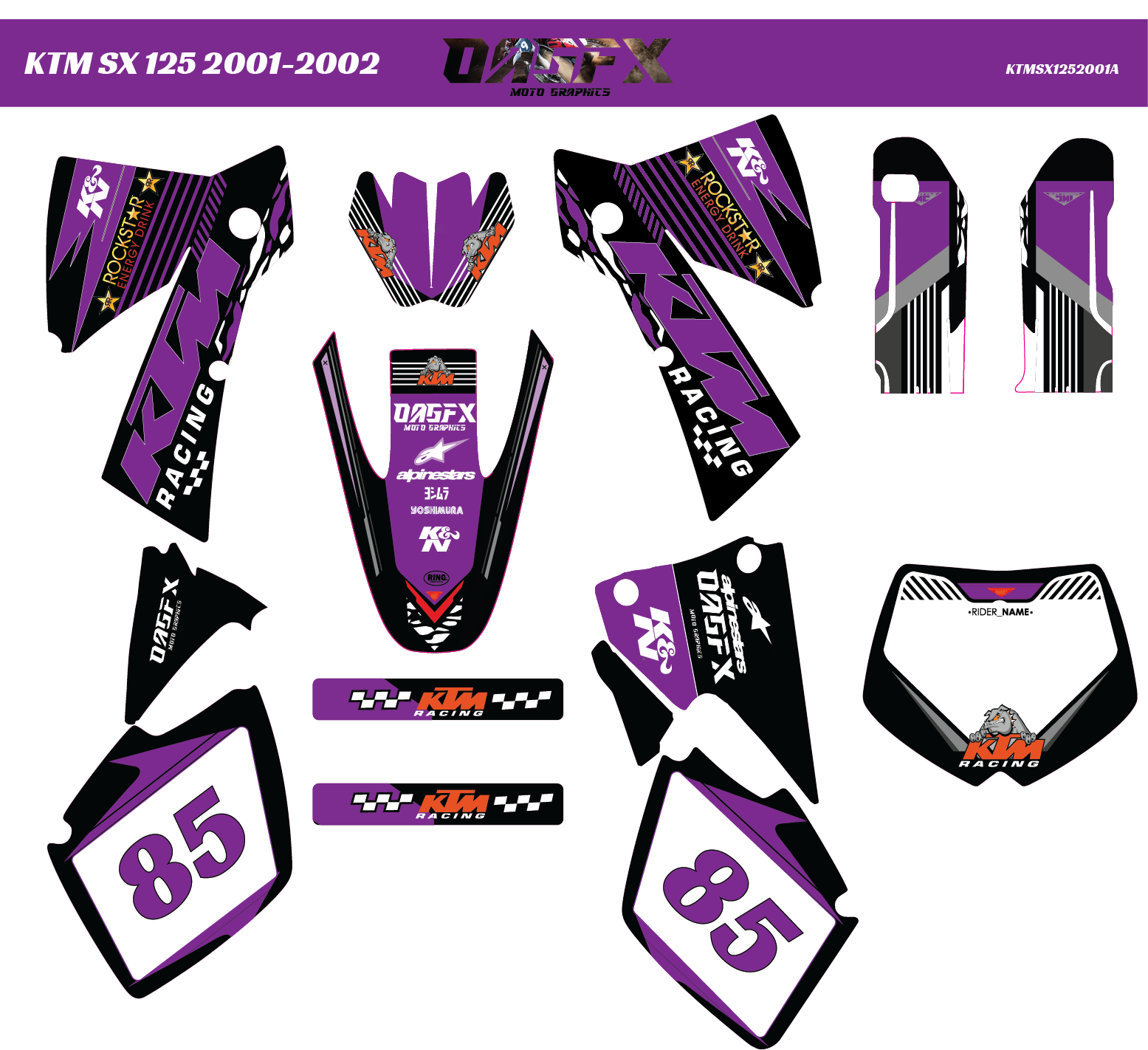 Graphics Kit for 2001 to 2002 KTM SX 125