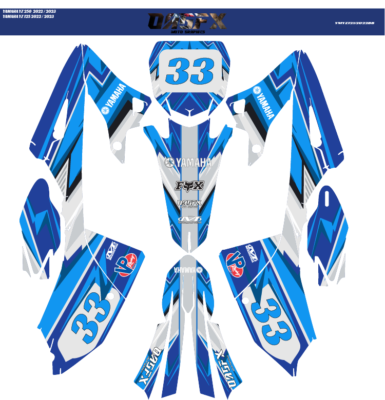 Graphics kit for 2022-2023 YAMAHA YZ125 & YZ250