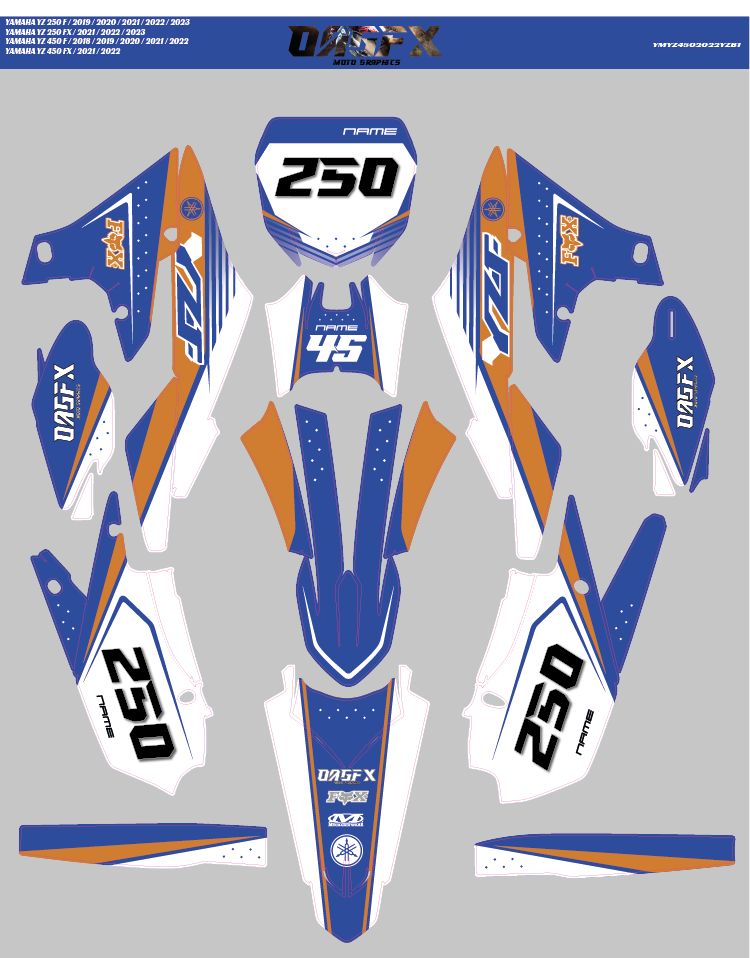 YAMAHA YZ250F & YZ450F 2018 to 2023 - B1 Graphics Kit