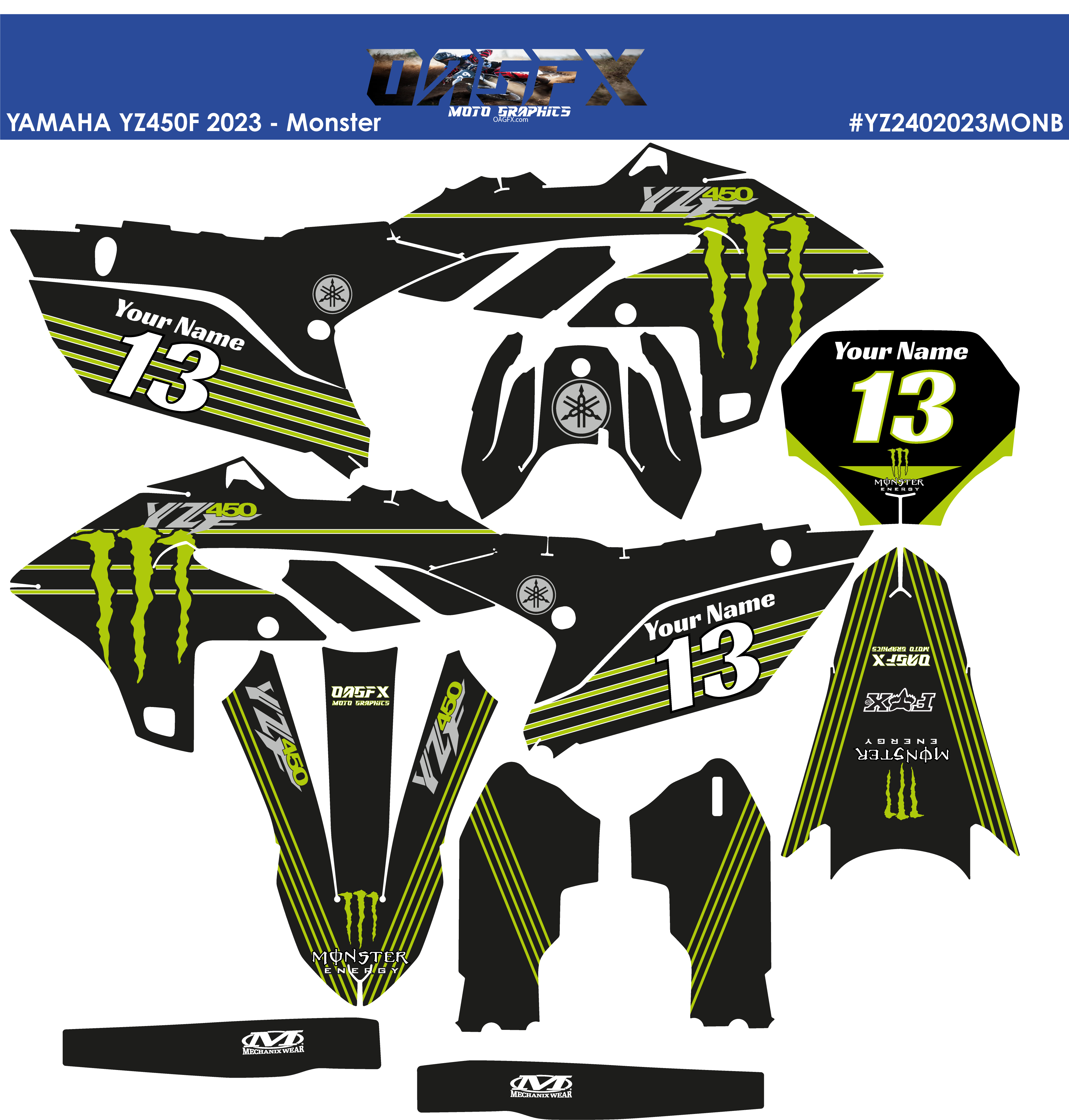 YAMAHA YZ450F 2023 - Monster Graphics Kit – OAGFX