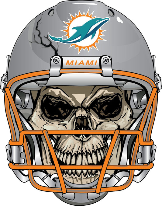 Miami Dolphins Skull Helmet Large Print  - Car Wall Decal Small to X Large Print