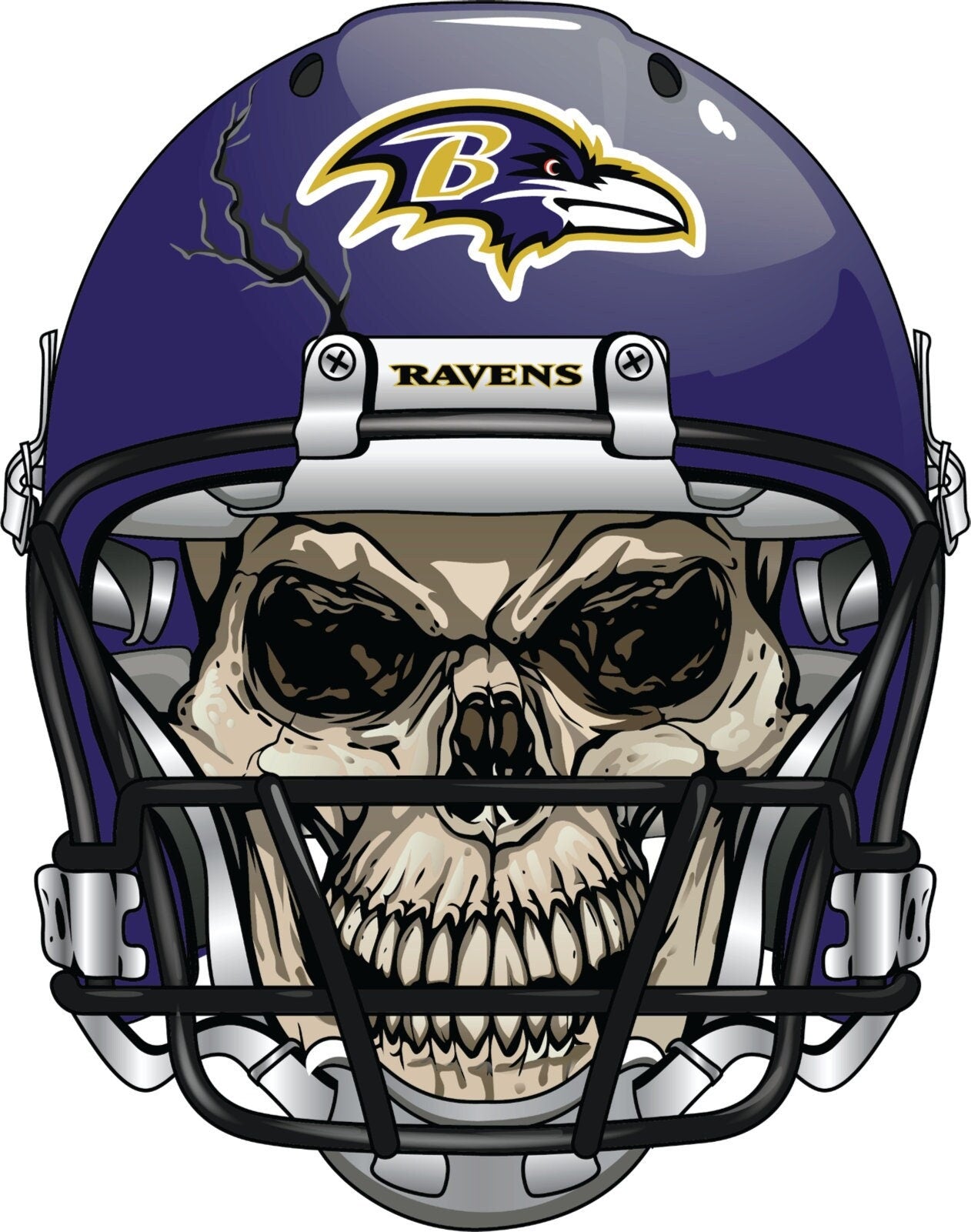 Baltimore Ravens Skull Helmet Large Print  - Car Wall Decal Small to X Large Print