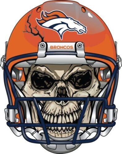 Denver Broncos Skull Helmet Large Print  - Car Wall Decal Small to X Large Print