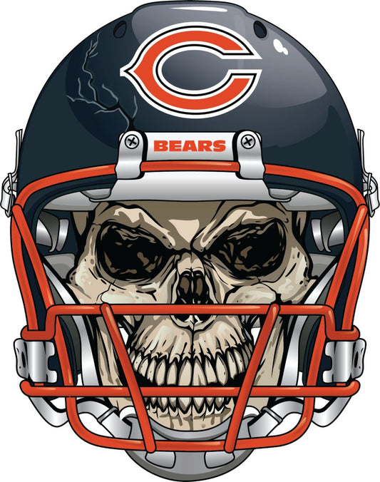Chicago Bears Skull Helmet Large Print  - Car Wall Decal Small to X Large Print