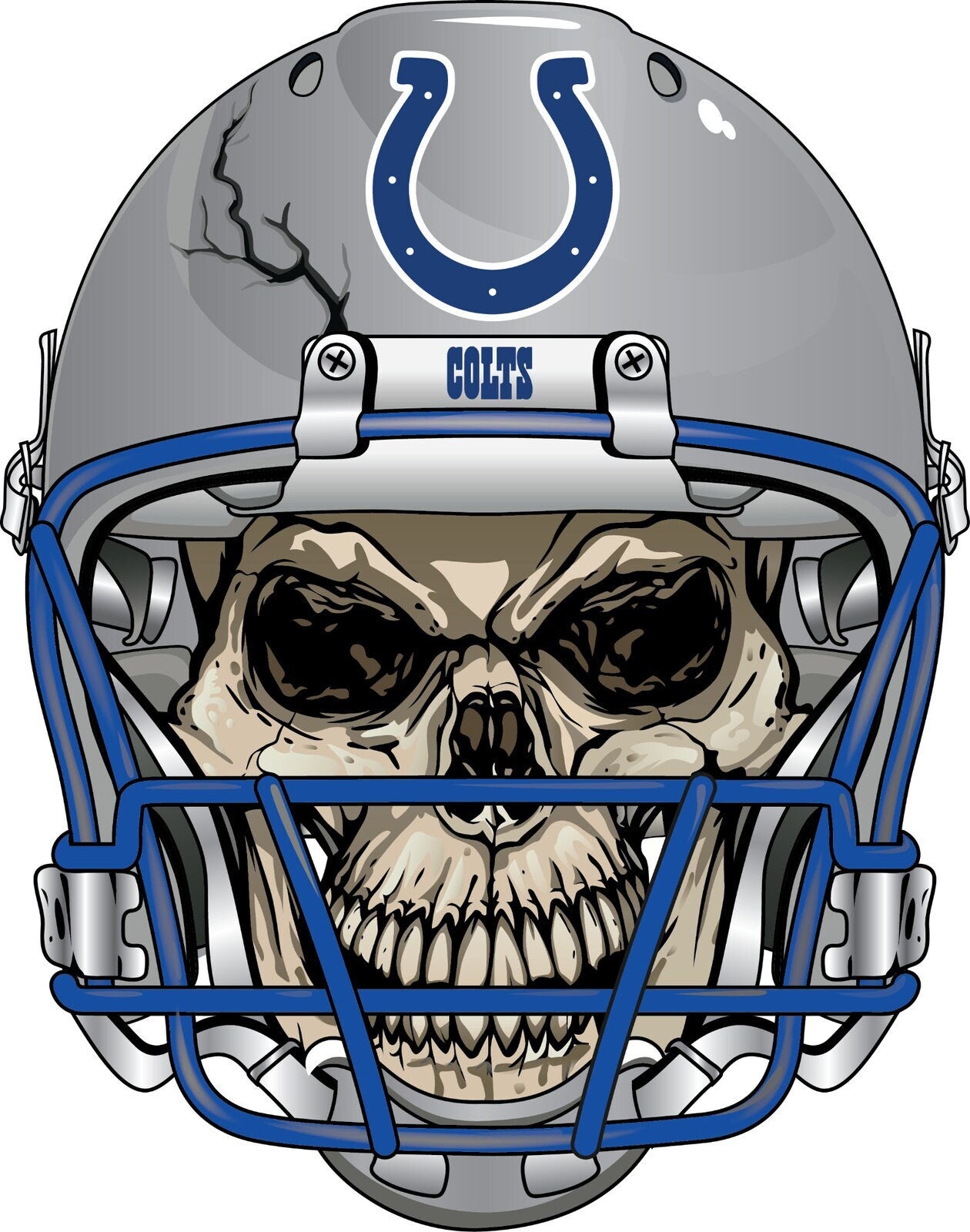Indianapolis Colts Skull Helmet Large Print  - Car Wall Decal Small to X Large Print