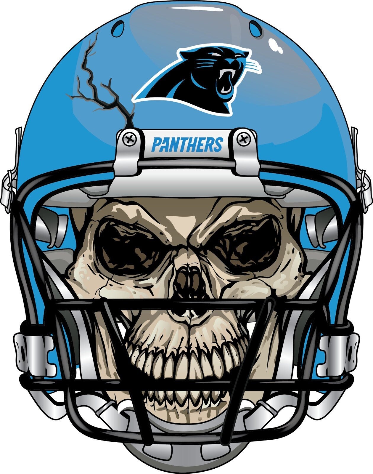 Carolina Panthers Skull Helmet Large Print  - Car Wall Decal Small to X Large Print