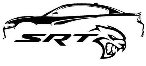 Dodge SRT Hellcat Outline Decal Large Print  - Car Wall Decal Small to X Large Print