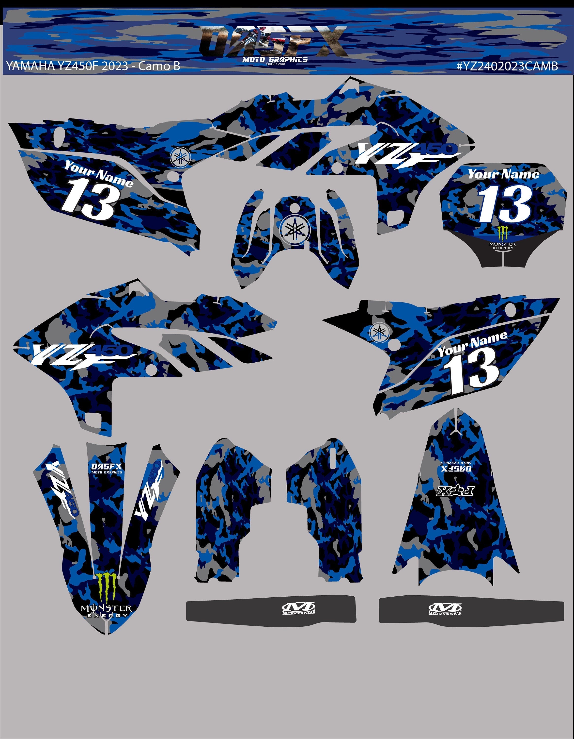 Graphics kit for 2018 - 2023 Yamaha YZ 250F and 450F Camo Series