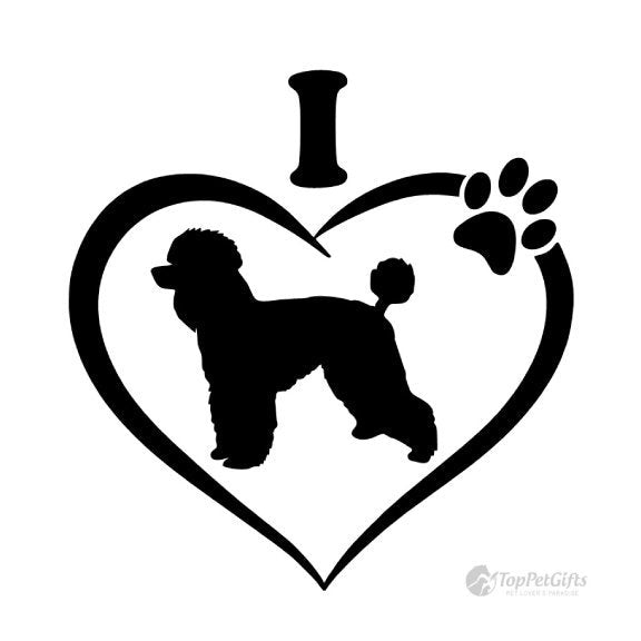 Poodle Heart Car - Truck - Wall Decal Large Print Available - Car Wall Decal Small to X Large Print