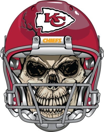 KC Kansas City Chiefs Skull Helmet Large Print  - Car Wall Decal Small to X Large Print