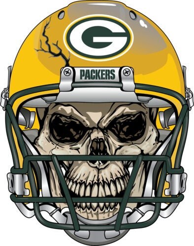 Green Bay Packers Skull Helmet Large Print  - Car Wall Decal Small to X Large Print