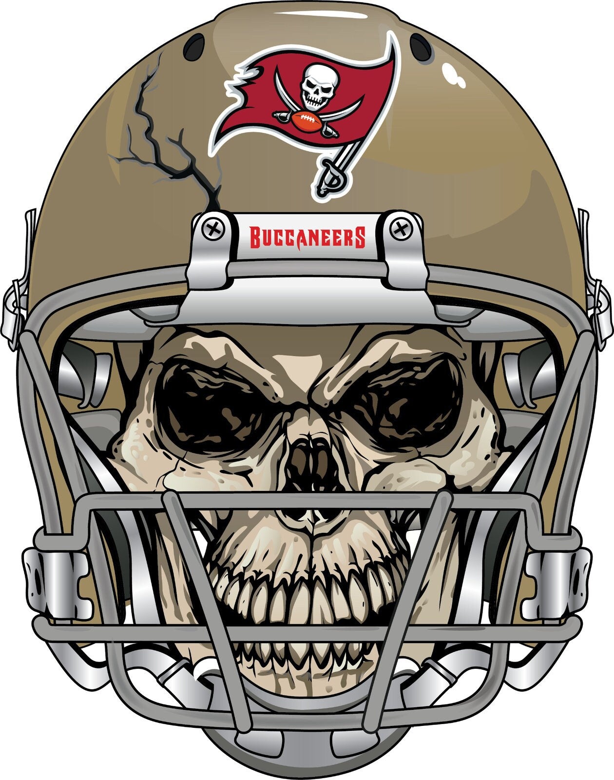 Tampa Bay Buccaneers Skull Helmet Large Print  - Car Wall Decal Small to X Large Print