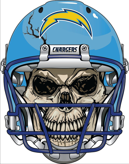 Los Angeles Chargers Skull Helmet Large Print  - Car Wall Decal Small to X Large Print