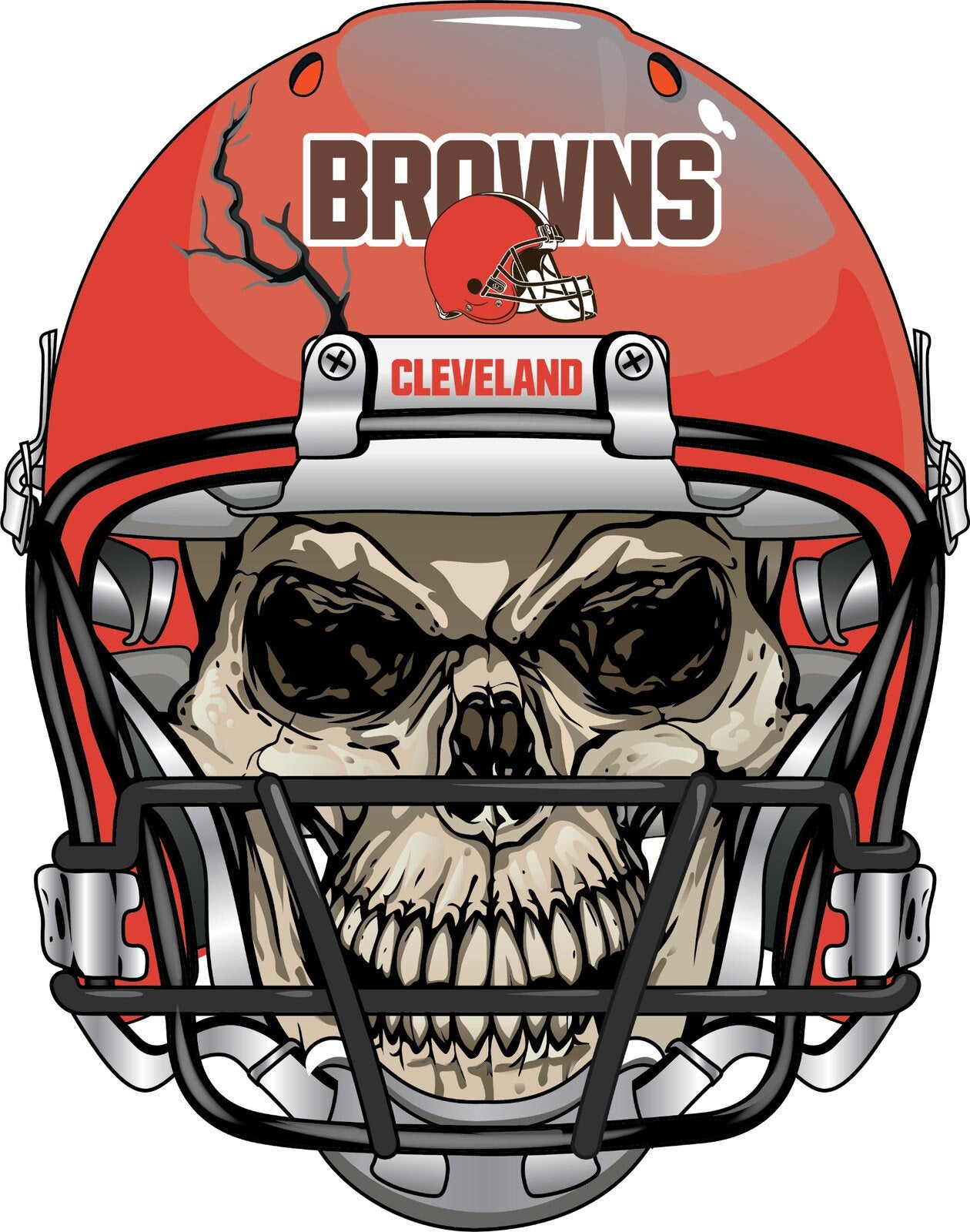 Cleveland Browns Skull Helmet Large Print  - Car Wall Decal Small to X Large Print