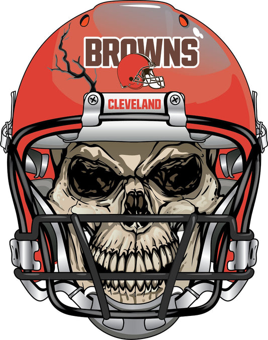 Cleveland Browns Skull Helmet Large Print  - Car Wall Decal Small to X Large Print