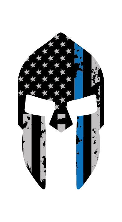 Police Spartan Skull Thin Blue Line Car Truck Wall Decal Small to X Large Print