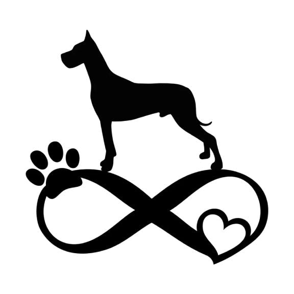 Great Dane Infinity Car - Truck - Wall Decal Large Print Available - Car Wall Decal Small to X Large Print