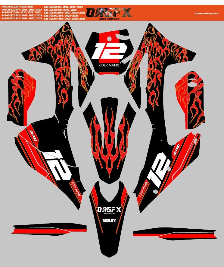 Graphics Kit for GAS GAS EX 250, EX 250F, EX 300, EX 350, EX 450, MC 125, MC 250, MC 250F, MC 350F, MC 450F