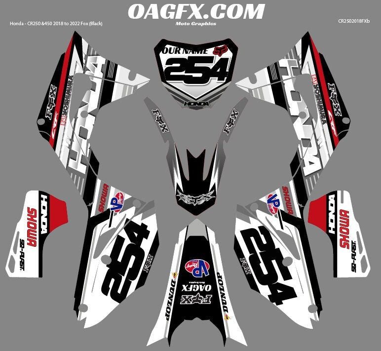Graphics Kit for 2018 - 2023 Honda CRF 250 and CRF Black Fox Series